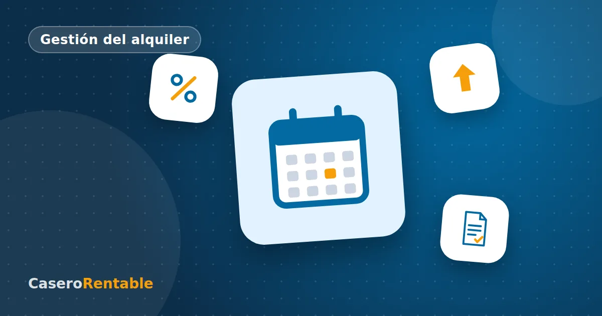 Ilustración de un calendario con un porcentaje y una flecha de subida