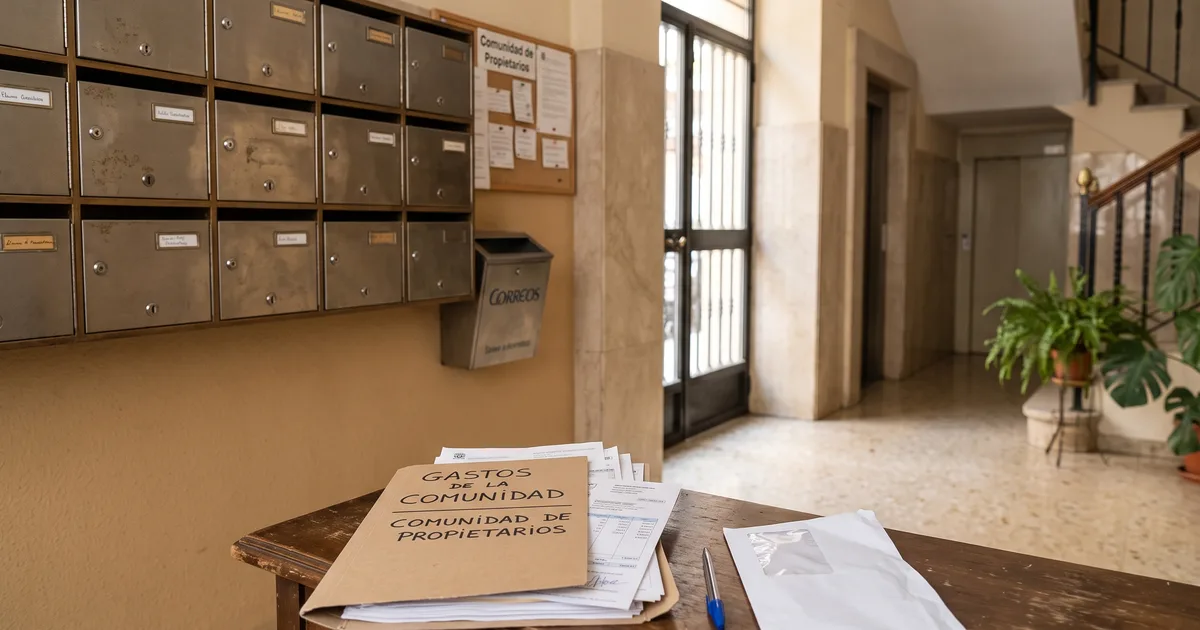 Buzones de un portal con la carpeta de gastos de la comunidad de propietarios
