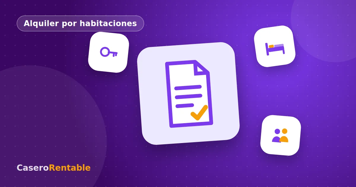 Ilustración de un contrato firmado con una llave y una cama