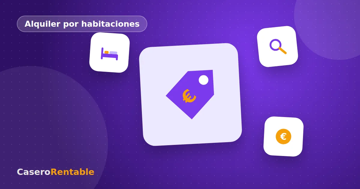 Ilustración de una cama con una etiqueta de precio y una lupa