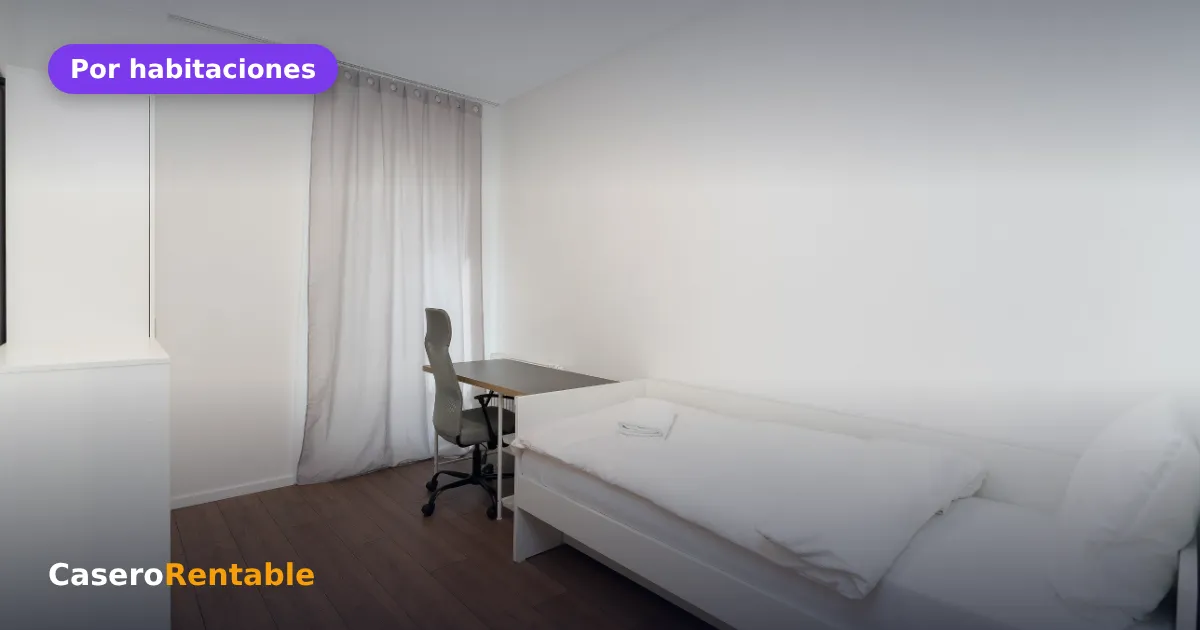 Habitación alquilada con cama individual, escritorio y silla